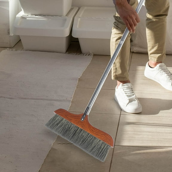 Baluue Coffee Colored Soft Broom for Hardwood Floors and Indoor Use