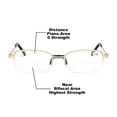thumbnail image 2 of 5 Pairs of Men Bifocal Gold Metal Reading Glasses 3.00 Rectangular Half Rimless Readers 4.00, 2 of 7