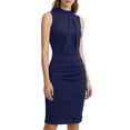 thumbnail image 2 of Admvng Womens Dress Summer Casual Solid Crew Neck Bow Detail Sleeveless Office formal Events Dresses, 2 of 7