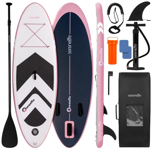Free-Flow Welded Inflatable Kids Stand-Up Paddle-Board with Single-Action Hand Pump, 3-Shaft Aluminum Paddle