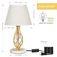 thumbnail image 3 of Set of 2 Gold Vintage Nightstand Table Lamps Marble Base & Linen Fabric Shade, 3 of 5