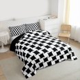thumbnail image 3 of Manfei Abstract Rhombus Print Full Size Comforter Sets,Modern Geometric Bedding Comforter Set,White Black Bedding Sets For Teens,Super Cozy Room Decor Reversible,3 Pieces, 3 of 8
