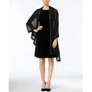 Calvin Klein Satin-Trim Chiffon Evening Wrap, One Size/Various Colors Title: Black