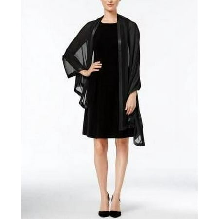 Calvin Klein Satin-Trim Chiffon Evening Wrap, One Size/Various Colors Title: Black