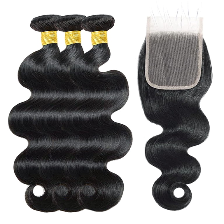 Body Wave 3 Bundles with Closure Human Hair 100% Unprocessed  display picture 1