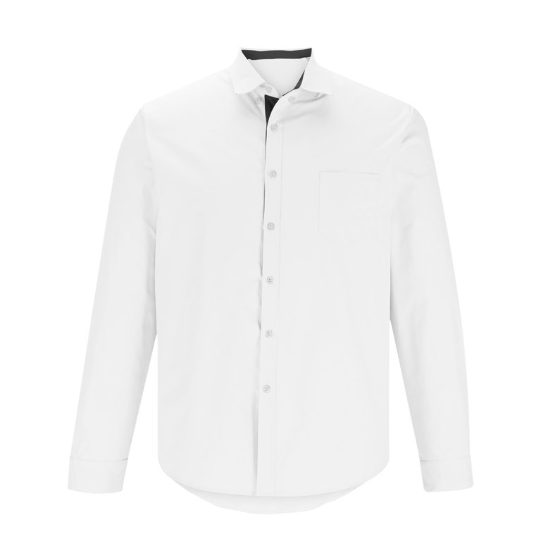 Iugvhana Cotton Shirts for Men Long Sleeve Casual Solid Patchwork