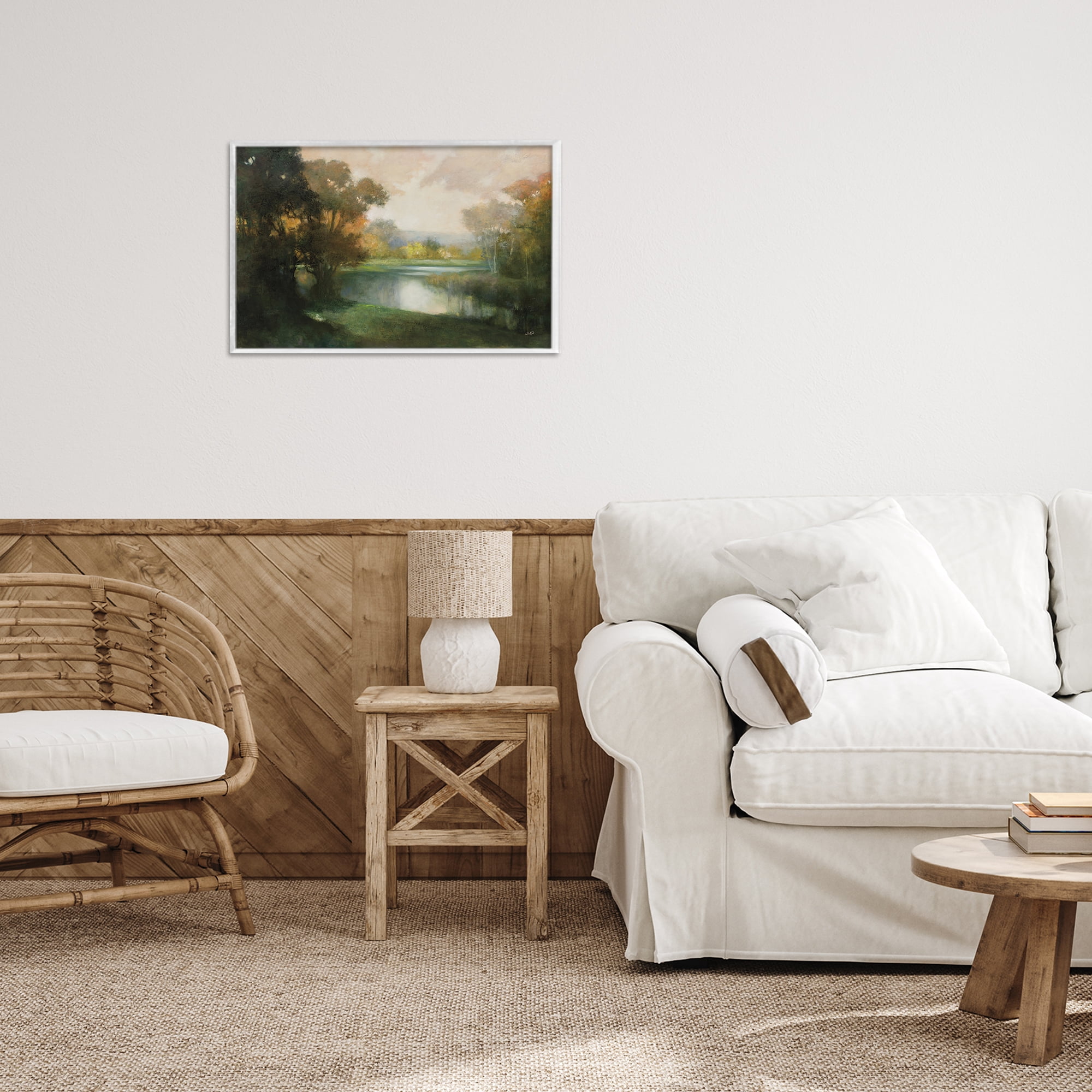Stupell Industries Lakeside Morning in Autumn Light White Framed Giclee Art, design by Julia Purinton