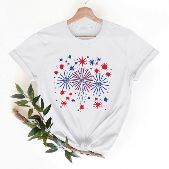 Odbmxy Short Sleeve Womens Plus Tees Patriotic 4th of July Women's Shirts Summer Casual Holiday White Loose Graphic Tops