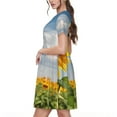 thumbnail image 2 of Naloa butterfly and sunflower Print Womens Summer A-Line Dress with Pockets,Short Sleeve Dresses,Flowy Beach Swing Dress for Vacation Travel, 2 of 6