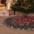thumbnail image 6 of Red Christmas 36 Inch Christmas Tree Skirt Holly Snowflake Leaves Flowers Carpet Mat Funny Party Decor Supplies for Xmas Halloween Decorations Occasion Ornament, 6 of 6