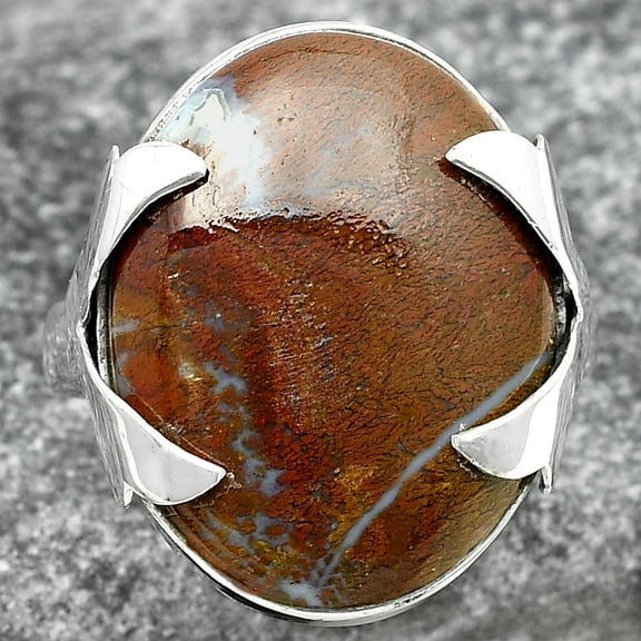 Desiregem Natural Red Moss Agate 925 Sterling Silver Adult Women Ring s.8.5 Jewelry SDR151659