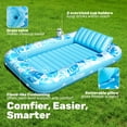 thumbnail image 4 of SLOOSH Inflatable Tanning Pool Lounger Float for Adults, 70" x 46" Large Suntan Tub Pool Floats Sun Tan Tub Ice Bath Tub Tanning Bed Blow up Pool Raft Lounge Floatie, L-Blue White, 4 of 9
