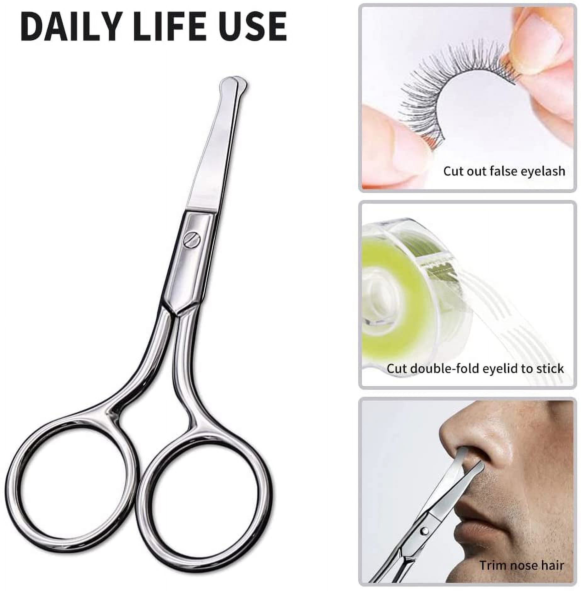 YEEPSYS Nose Hair Scissor, Small Stainless Steel Facial Hair Scissors,  Beauty Trimming Kit for Nose, Eyebrows, Facial Hair, Eyelashes, Beard