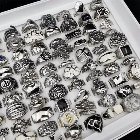 GKNET 20pcs Mix Men's Women's Skull Ring Stainless Steel Delicate Jewelry Party Gift