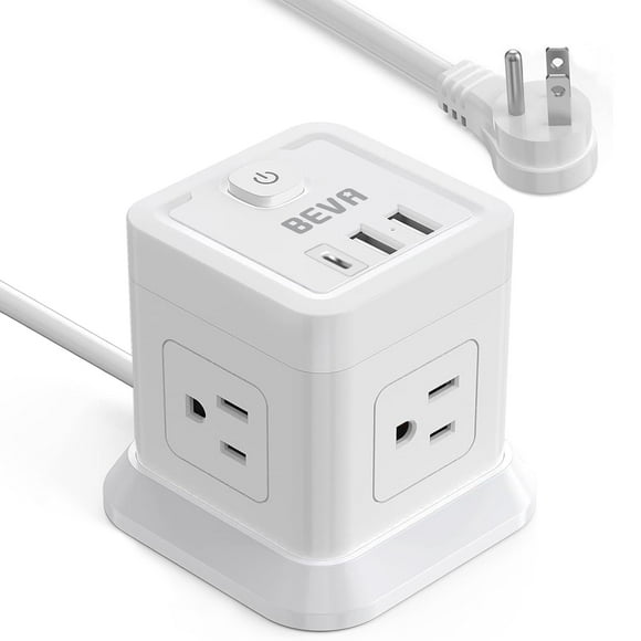 Power Strip BEVA Cube de escritorio con 4 salidas y 3 puertos USB de 1,5 m