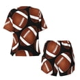 thumbnail image 5 of Picia Brown Football On Black Pajamas Sets for Women Soft Short-Sleeved Pjs with Lounge Shorts Two Piece Sleepwear-Large, 5 of 9