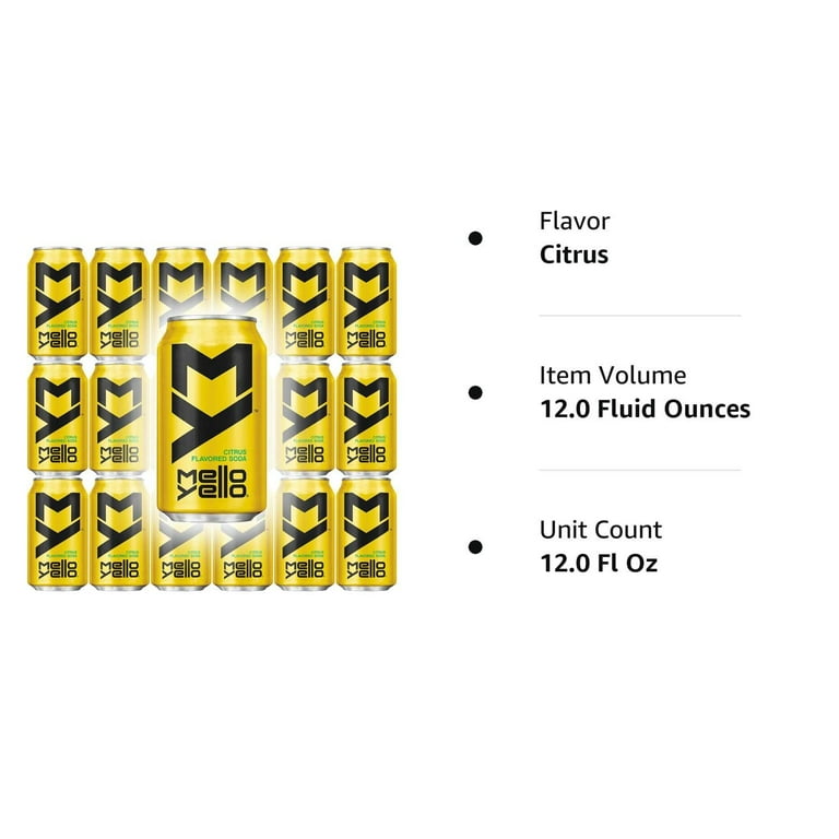 Mello Yello Soda Citrus, 12oz Can (Pack of 18, Total of 216 Oz
