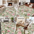 thumbnail image 5 of Large Area Rugs for Living Room Bedroom, White Pink Flower 6'x9' Rug Washable Carpet Runner Indoor Outdoor, Shabby Chic Spring Vintage Leaf Green Non Slip Floor Mats Rug for Kitchen, Playroom, 5 of 8