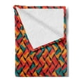 thumbnail image 2 of Geometric Soft Flannel Fleece Throw Blanket, Abstract Funky Waves Contemporary Style Pastel Tribal Effects, Cozy Plush for Indoor and Outdoor Use, 70" x 90", Jade Green Orange, by Ambesonne, 2 of 5
