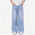 thumbnail image 2 of Zpanxa Boys Grey Acid Wash Baggy Jeans Loose Wide Leg Denim Pants Jeans for Boys Blue 16-17 Years, 2 of 7