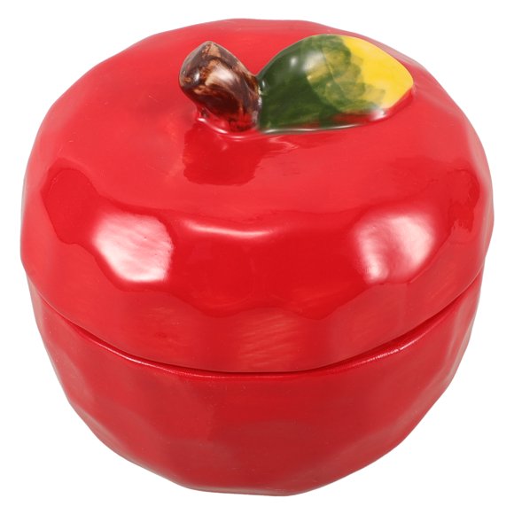 CIMAXIC christmas Christmas Ceramic Apple Shape Container Creative Apple Candle Jar Food Storage Jar with Lid Sugar Bowl Candy Dish Spice Jar Seasoning Pot Tea Canister for Home Red