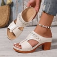 thumbnail image 6 of IUJSOY Heels for Women Peep Toe Bohemian Heeled Sandals Comfortable Summer Dressy Slip on Shoes, 6 of 8