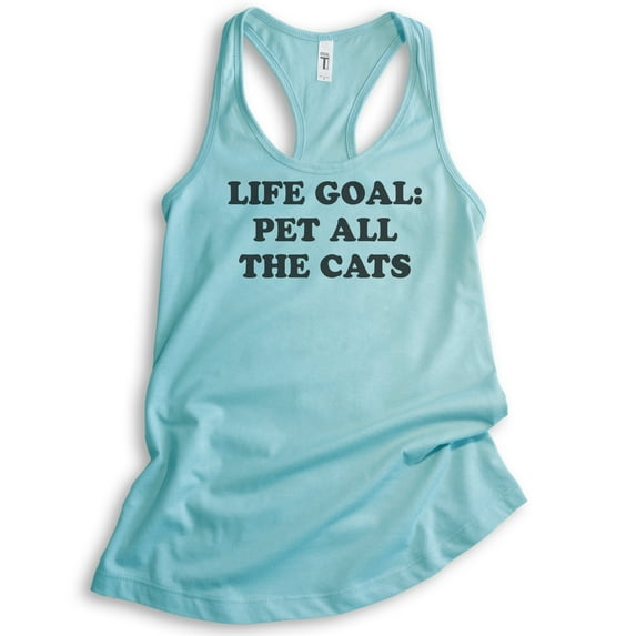 Life Goal Pet All The Cats Tank Top, Ladies Racerback Tank Top, Cat Mom Tank, Cat Tank, Cancun, Medium