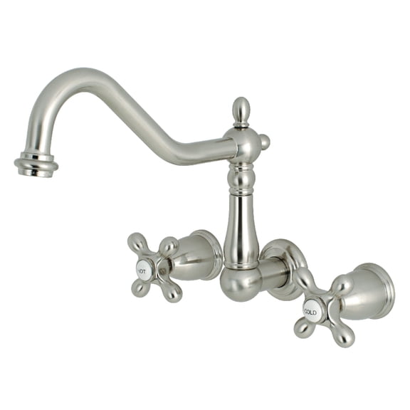 Kingston Brass KS1288AX Heritage Wall Mount Kitchen Faucet, Brushed Nickel