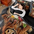 thumbnail image 4 of Manfei Animal Highland Cattle Twin Bedding Sets 7-Piece for Female Men Women,Rustic Farmhouse Bedding Comforter Set Microfiber,Chic Floral Flowers Breathable Sheet Sets,Super Cozy Room Decor, 4 of 8