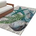 thumbnail image 2 of 3'x5' Area Rugs, Coastal Beach Indoor Outdoor Area Rug for Living Room Bedroom, Vintage Ocean Starfish Conch Pine Leaf Washable Bathroom Rugs Kitchen Floor Carpet Mats Home Decor Aesthetic, 2 of 8