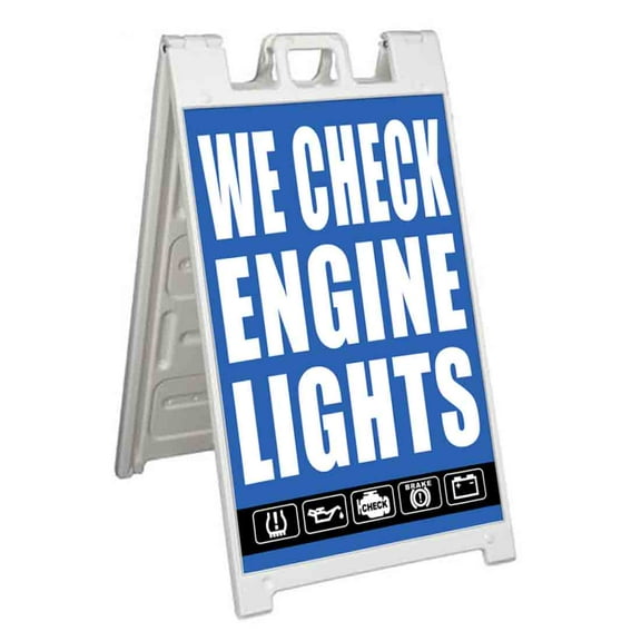 We Check Engine Lights (24" X 36") Standard A-Frame Signicade, Includes Decal Applied To Stand