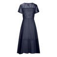 thumbnail image 5 of Women Floral Lace V Neck Short Sleeve Formal Chiffon Dress, Swing Cocktail Party Midi Wedding Guest Dresses for Women, 5 of 7