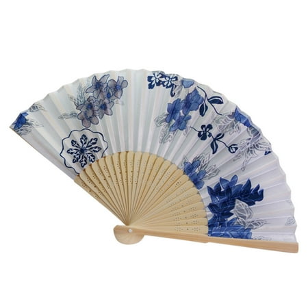 

Mortilo Vintage Bamboo Folding Hand Held Flower Fan Chinese Dance Party Pocket Gifts