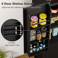 thumbnail image 5 of Waleaf 71" Arched Pantry Storage Cabinet with Door Racks, Modern Fluted Kitchen Cabinet & Bathroom Organizer, Tall Cupboard with Adjustable Shelves for Dining or Coffee Bar, Natural Finish, 5 of 8