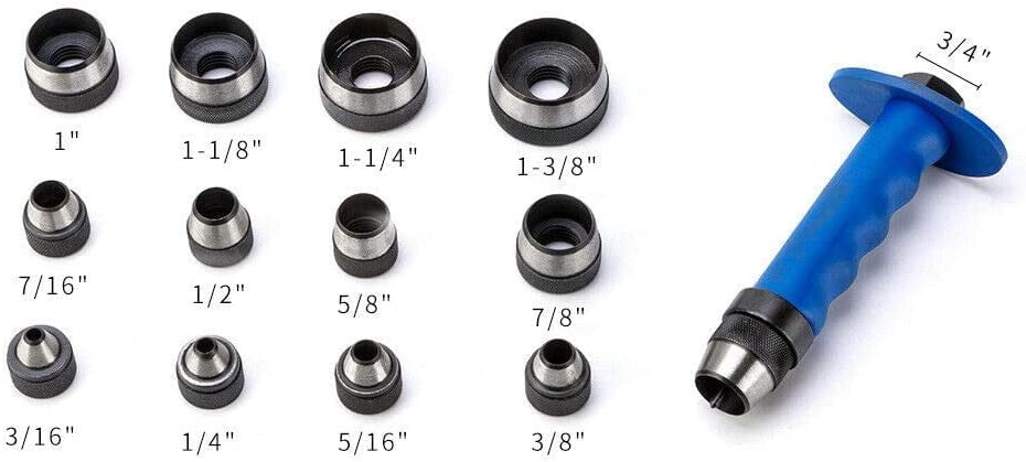Miumaeov 14PCS Hollow Punch Tool Set Leather Kit Gasket Hole Rubber Cutter with Storage Box for Plastic Rubber Leather Cutting 13 Sizes Pin Point 5-35mm