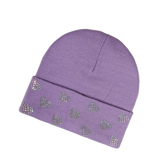 ZQUUVOU Valentine's Knit Beanie Hats for Women Men Knitted Heart Acrylic Hat Beanie Cap Winter Warm Gifts Accessories Purple