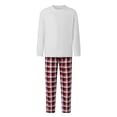 thumbnail image 4 of Family Matching Christmas Pajamas, Solid Color Tops  Plaid Pants Holiday Sleepwear Set, 4 of 11