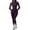 Purple, variant on Women's Seamless Lined Jumpsuit Long Sleeve Turtleneck Yoga Romper with Zip for Winter Comfort