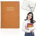 thumbnail image 3 of PU Leather Reading Journal Planner Notebook, Daily Notepad For Book Lovers, 176 Pages Assorted Colors (Yellow, 21*14.8), 3 of 7
