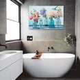 thumbnail image 3 of Flower Canvas Art Flower Picture Bathroom Wall Decor Fraemd Floral Painting Vintage Artwork for Living Room Office Home Decoration Gallery Wrapped Ready to Hang(Flower-3,12.00"x18.00"), 3 of 6