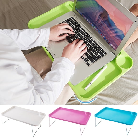 Queroig Folding Laptop Table with Non-slip Legs High Stability Strong Load-bearing Portable Collapsible Bed Table with Cup Holder for Student
