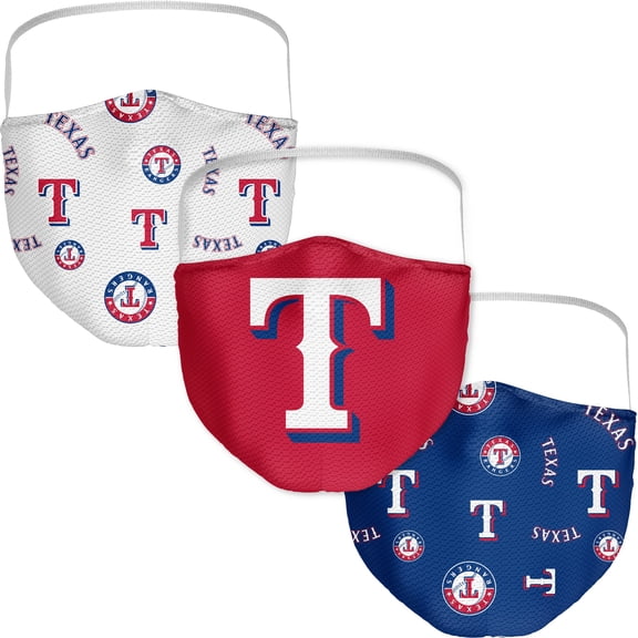 Adult Fanatics Branded Texas Rangers All Over Logo Face Covering 3-Pack