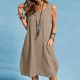 thumbnail image 3 of RWJDXD Robes Courtes Décontractées Unies pour Femmes 2024 Mode Été Robe Midi Élégante Vintage, 3 of 6