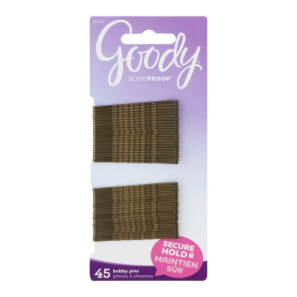 Goody Goody Bobby Pins, Crimped Brown Hair Pins, Secure Hold, 45 Ct