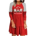 thumbnail image 1 of Birdeem Robe Chandail Décontractée de Noël pour Femmes Col Rond Imprimé Léopard Patchwork Manches Longues, 1 of 1