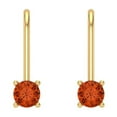 thumbnail image 3 of Clara Pucci 0.5 ct Brilliant Round Cut Drop Dangle VVS1 Genuine Conflict free Red Zircon Solid 18K Yellow Gold Designer Everyday Earrings Lever Back, 3 of 5