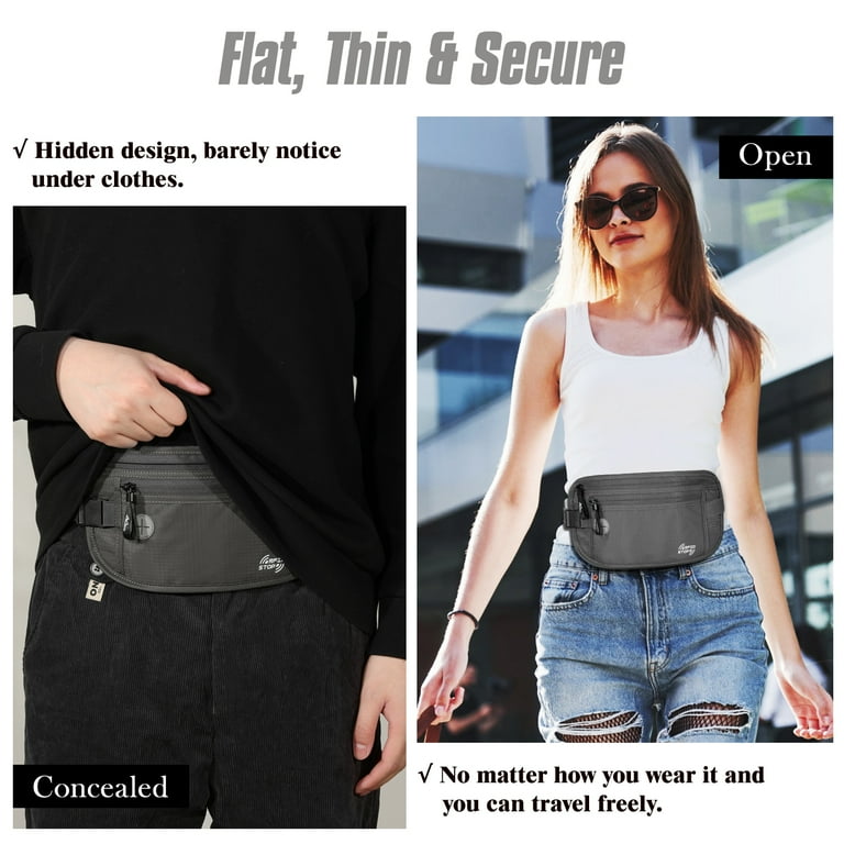 MoKo RFID-Blocking Slim Travel Money Belt with Anti-Theft Security