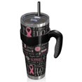 thumbnail image 2 of 40oz Tumbler,Pink Breast Cancer Awareness Pattern Insulated Tumblers with Removable Handle,Stainless Steel Double Vacuum Coffee Tumbler Cup with Straw for Home,Office,Travel,Party, 2 of 5