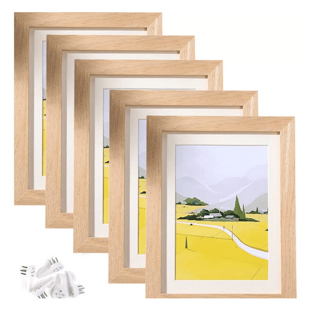 5pcs Fotos Marco, Portaretrato Decoración De Pared O Mesa marron claro