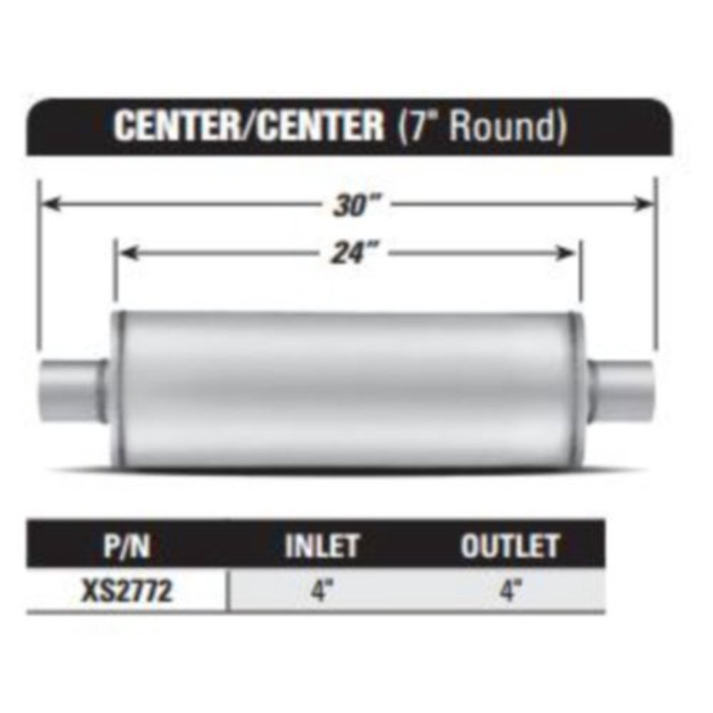 AP EXHAUST PRODUCTS XS2772 MUFFLER XLERATOR STAINLESS STEEL, ROUND